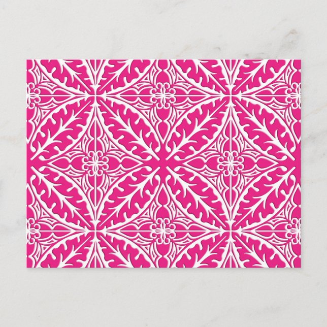 Postal Baldosas marroquíes - rosa fucsia y blanco (Anverso)