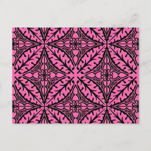 Postal Baldosas marroquíes - rosa fucsia y negro