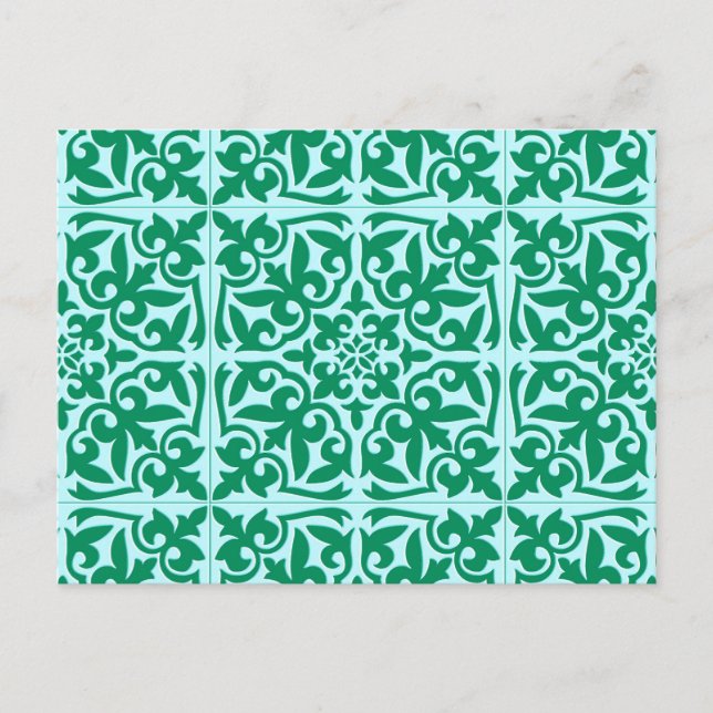 Postal Baldosas marroquíes - turquesa y agua (Anverso)