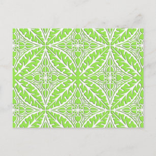 Postal Baldosas marroquíes - verde cal y blanco