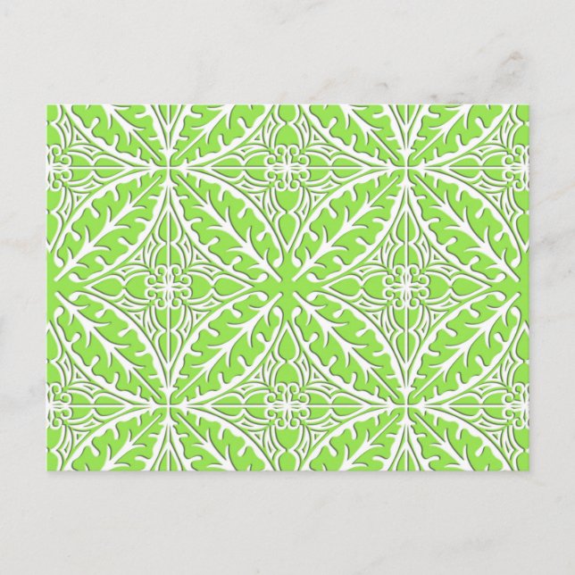 Postal Baldosas marroquíes - verde cal y blanco (Anverso)
