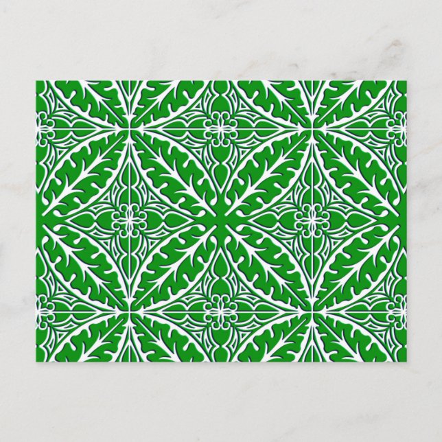 Postal Baldosas marroquíes - verde esmeralda y blanco (Anverso)