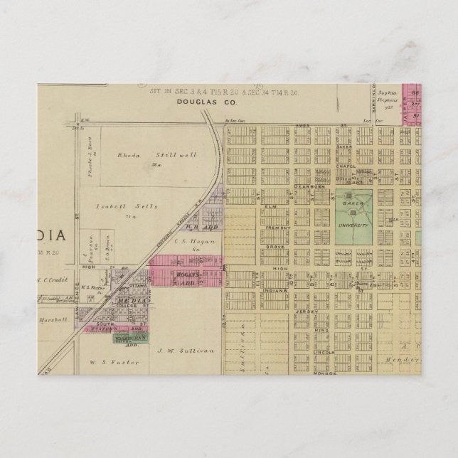 Postal Baldwin City, Condado de Douglas, Kansas (Anverso)