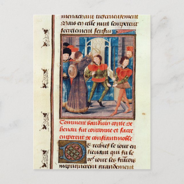 Postal Baldwin I Sexto Conde de Hainaut coronado (Anverso)
