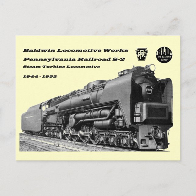 Postal Baldwin Locomotive Works S-2 PRR Turbina de vapor (Anverso)