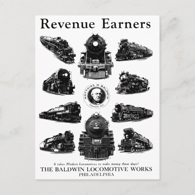 Postal Baldwin Locomotives,Ganadores de ingresos (Anverso)
