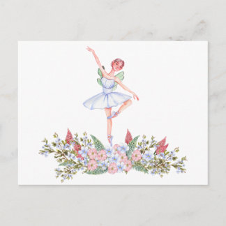 Postal Balerina bailarina de acuarela