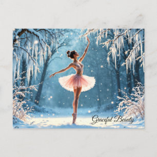 Postal Balerina de nieve mágica arte de poise de invierno