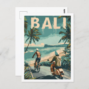 Postal Bali Beach Indonesia Vintage Famoso lugar de viaje