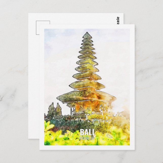 Postal Bali Indonesia Travel Place Watercolor (Anverso / Reverso)