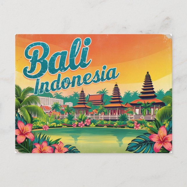 Postal Bali vintage, Indonesia (Anverso)