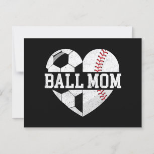 Postal Ball Mom Shirt Heart Graciosa Béisbol