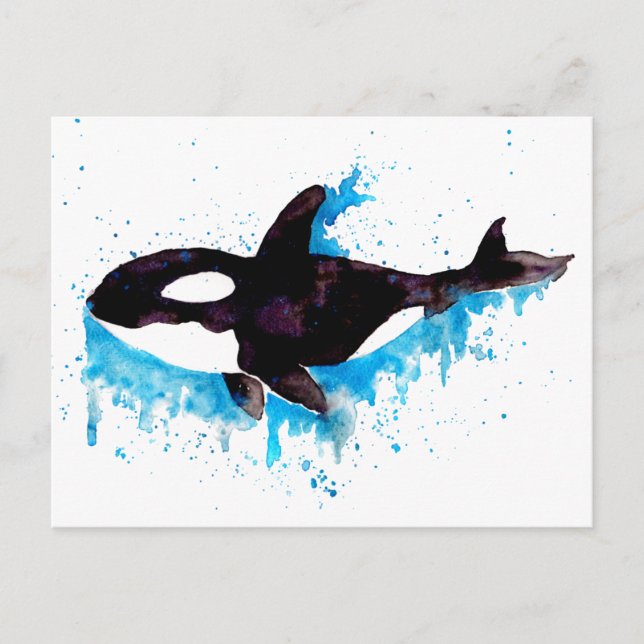 Postal Ballena asesina de acuarela (Anverso)