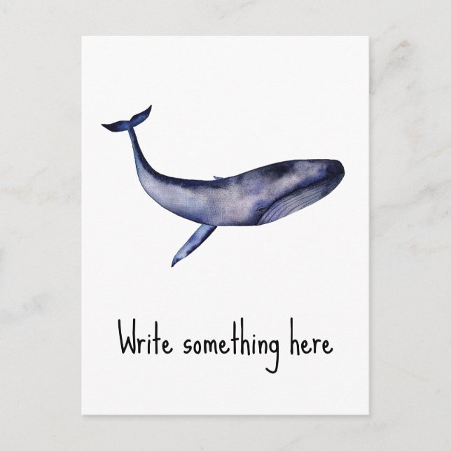 Postal Ballena azul acuarela (Anverso)