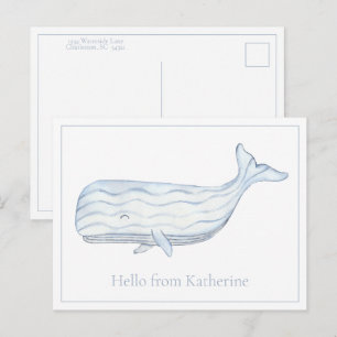 Postal Ballena Azul Acuarela Costera Personalizada