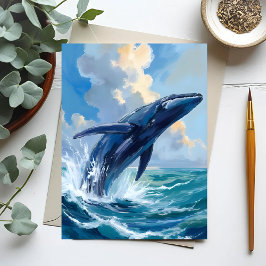 Postal Ballena azul animal oceánico