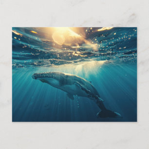 Postal Ballena azul bajo el agua