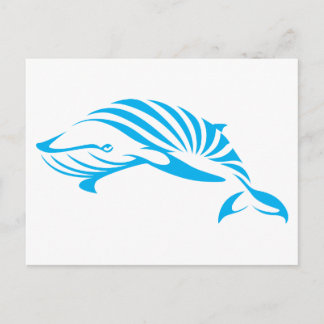 Postal Ballena azul en estilo de dibujo deseoso