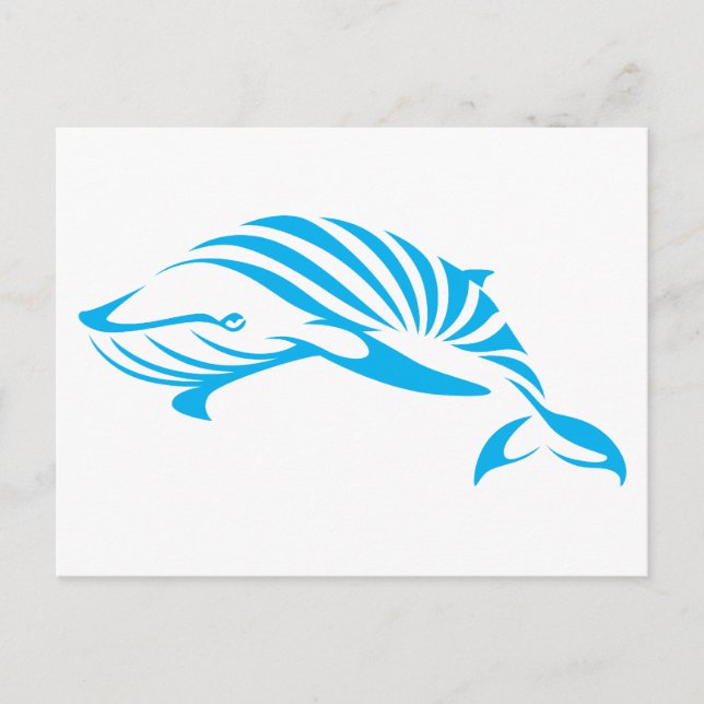 Postal Ballena azul en estilo de dibujo deseoso (Anverso)
