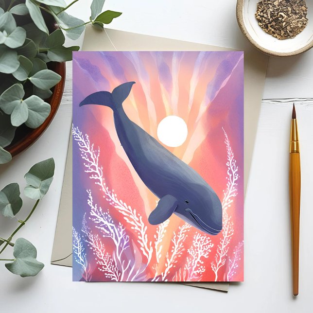 Postal Ballena azul | Ocean Hues Watercolor Animal (Subido por el creador)