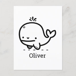 Postal Ballena bebé adorable - Kawaii Sea Creature Line A