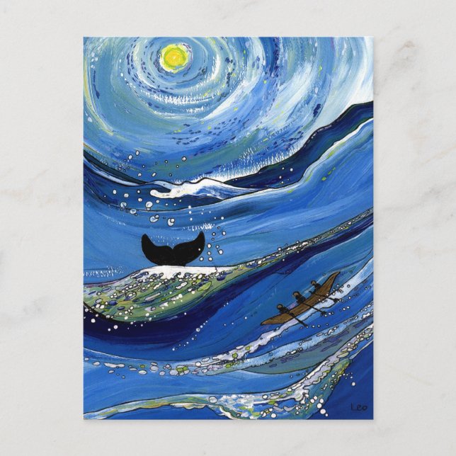 Postal Ballena con barco (Anverso)