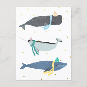 Postal Ballena Cute escarba Ilustracion de Navidades de i