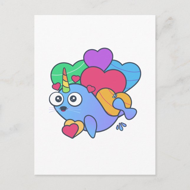 Postal Ballena de San Valentín aquí para amarte (Anverso)