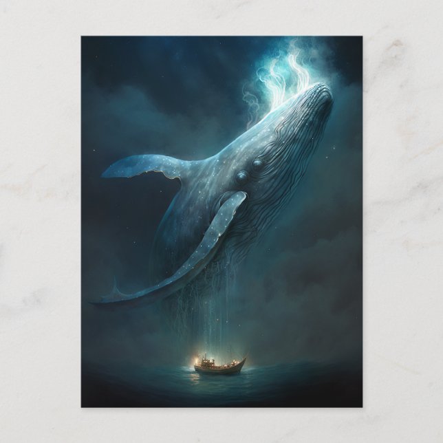 Postal Ballena En El Cielo Fantasía Arte (Anverso)