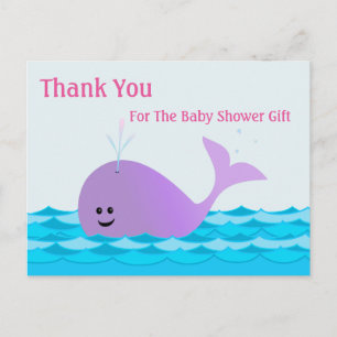 Postal Ballena, Gracias Chica Baby Shower Postcard