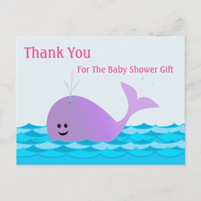 Postal Ballena, Gracias Chica Baby Shower Postcard (Anverso)