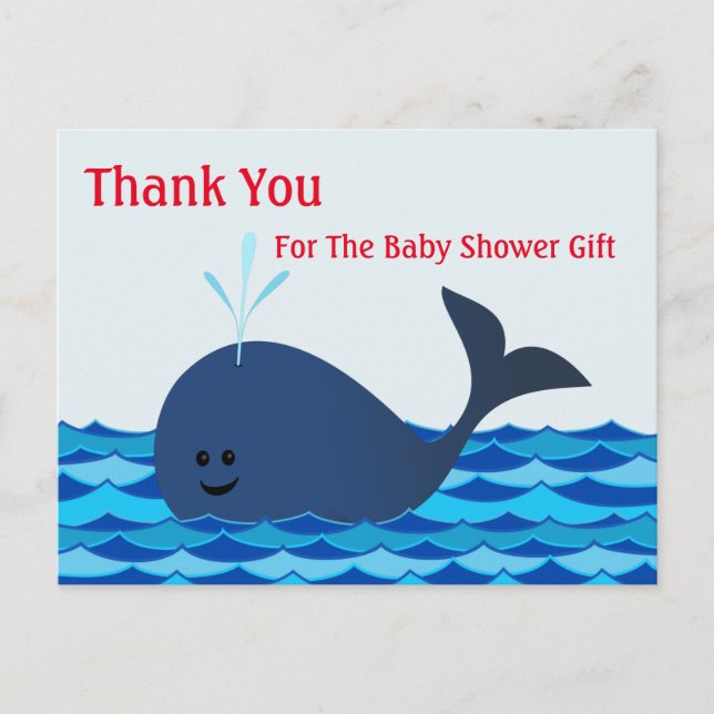 Postal Ballena, Gracias Postcard Baby Shower (Anverso)