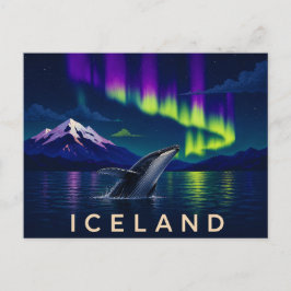 Postal Ballena jorobada bajo la Aurora | Icónica Islandia