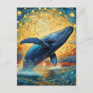 Postal Ballena nocturna estrellada