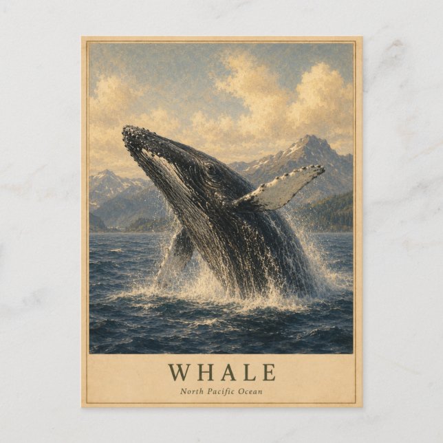 Postal Ballena Pacífico Norte VINTAGE (Anverso)