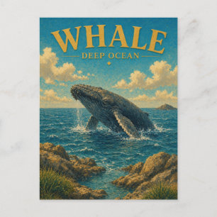 Postal Ballena Profunda Acuarela Oceánica GeoSaga