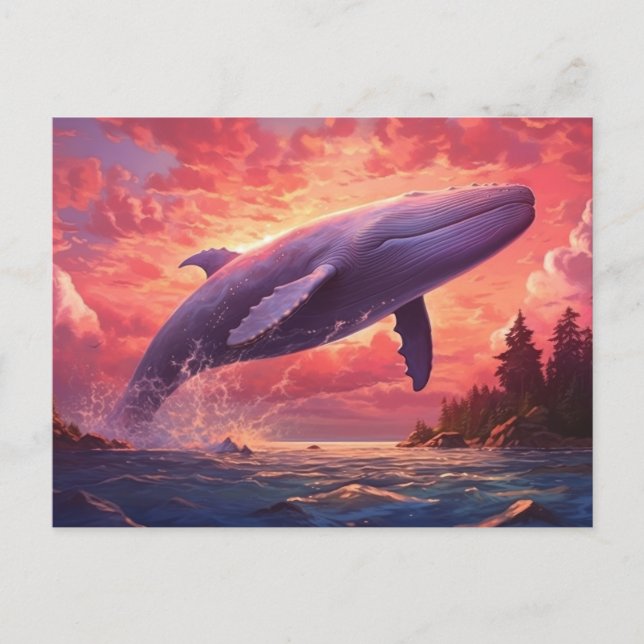 Postal Ballenas en el cielo pastel Pequeña (Anverso)