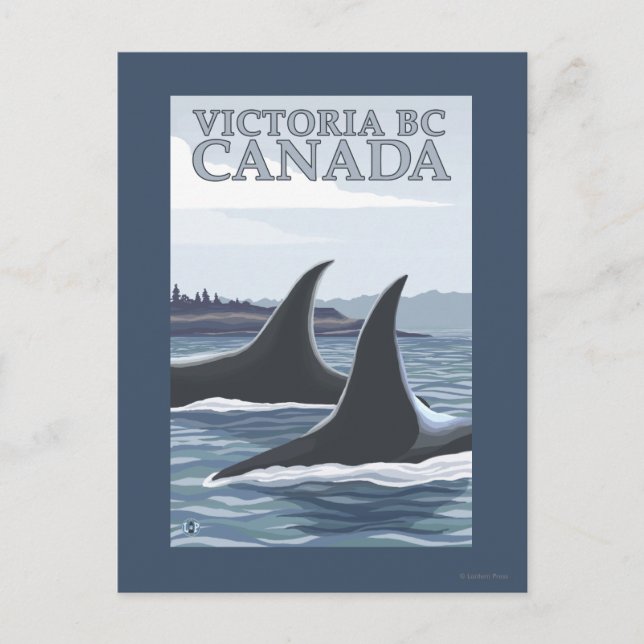 Postal Ballenas Orcas #1 - Victoria, BC Canadá (Anverso)