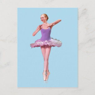 Postal Ballerina al punto en morado y blanco