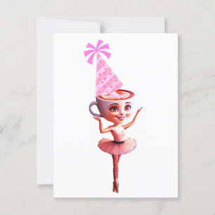 Postal Ballerina Cappuccina con sombrero de fiesta de cum