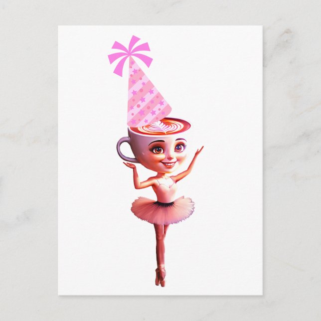 Postal Ballerina Cappuccina en Gorra del partido de cumpl (Anverso)