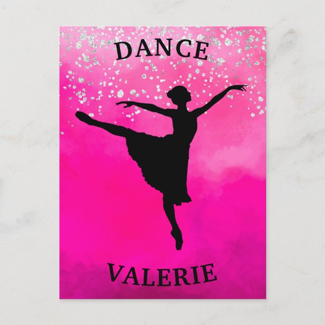 Postal Ballerina Dance Pink Ombre Sparkle (Anverso)