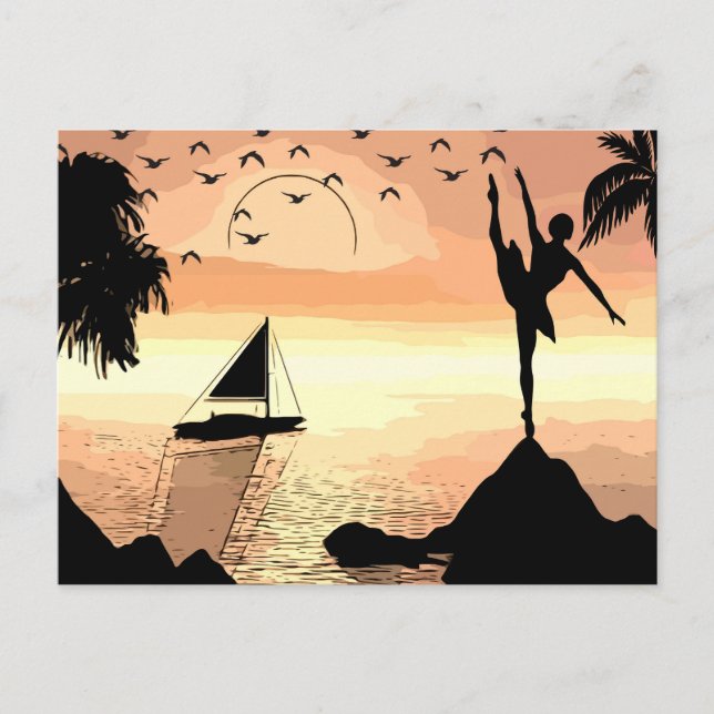 Postal Ballerina Dancing Sunset Abstract silhouette Art (Anverso)