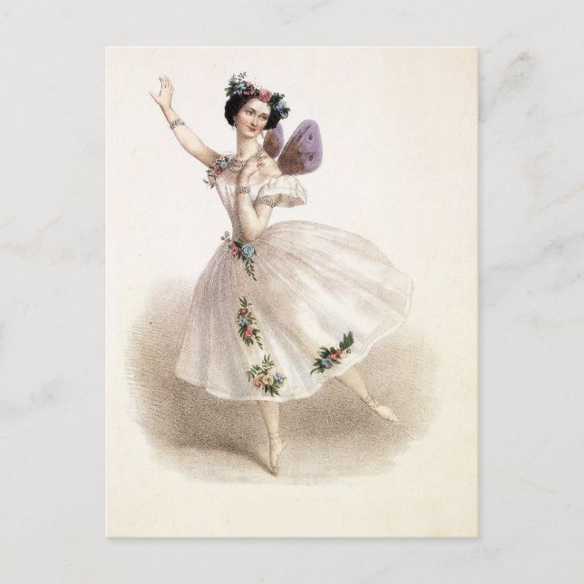 Postal Ballerina de época con alas de hadas (Anverso)