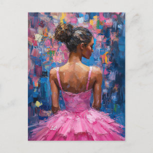 Postal Ballerina en una pintura rosada de Tutu