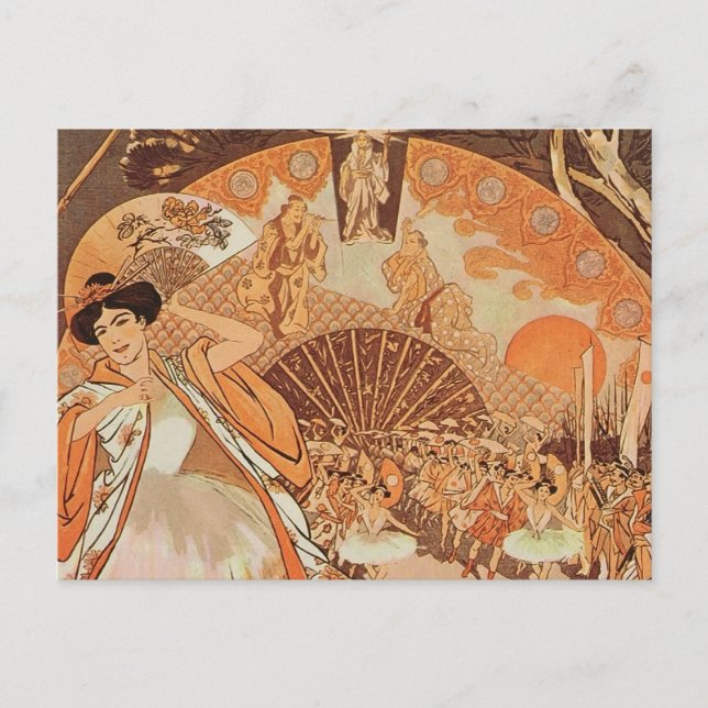 Postal Ballerina Japonesa Steinlen Reve Baile de Arte Fra (Anverso)