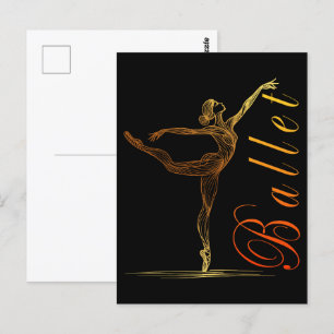 Postal Ballerina Línea Dorada Arte en la elegante posada