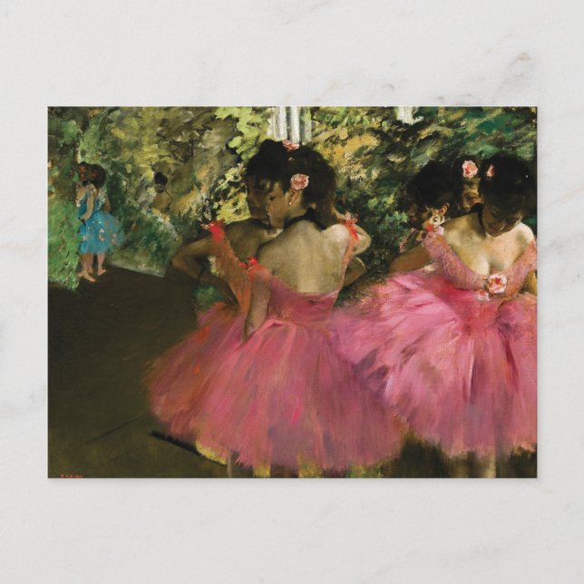 Postal Ballerinas en rosa de Edgar Degas (Anverso)
