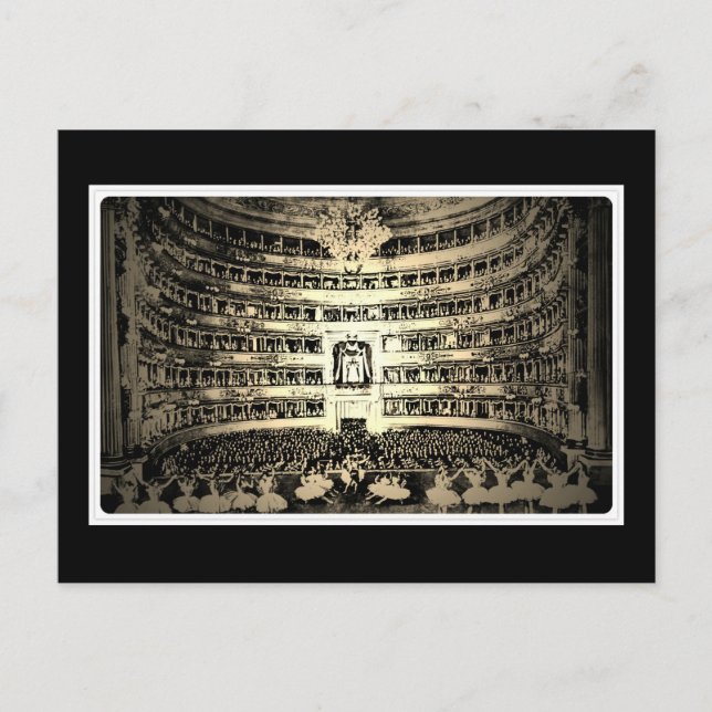 Postal Ballet antiguo Scala Milán foto en blanco y negro (Anverso)