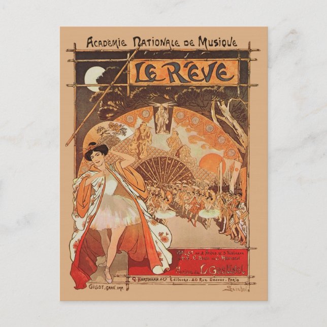 Postal Ballet Art Nouveau Steinlen Reve danza japonesa (Anverso)